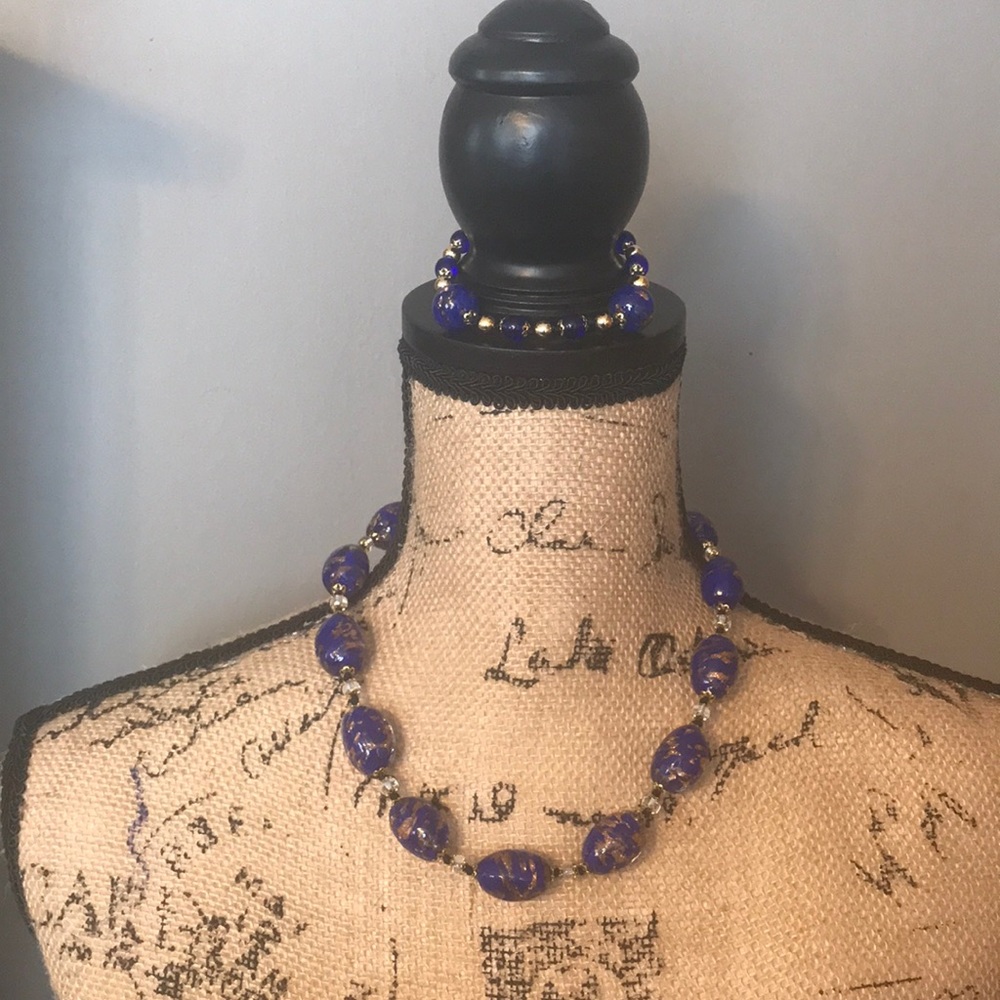 NIB Genuine Murano glass necklace & bracelet set